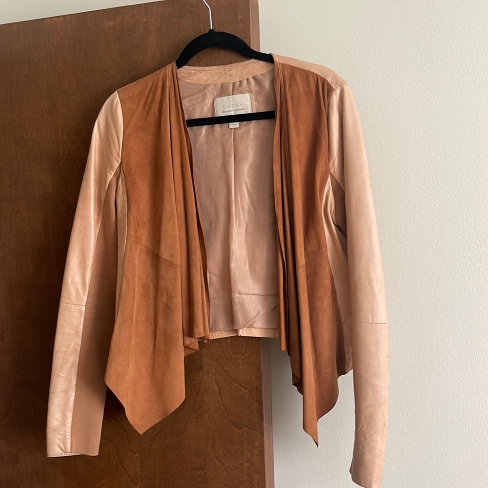 Hinge Tan Leather/Suede waterfall Jacket